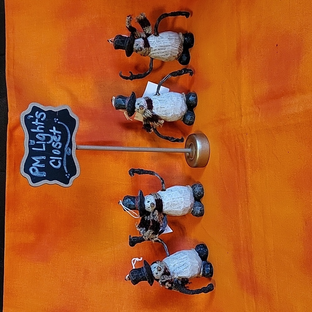 Set of 4 Rustic Snowman Ornaments New